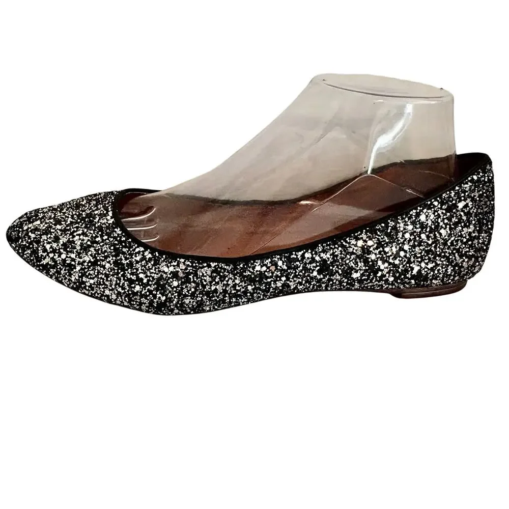 Madewell 1937 Black Glitter Sparkly Ballet Flats Pointed Toe Fairy Whimsygoth 9